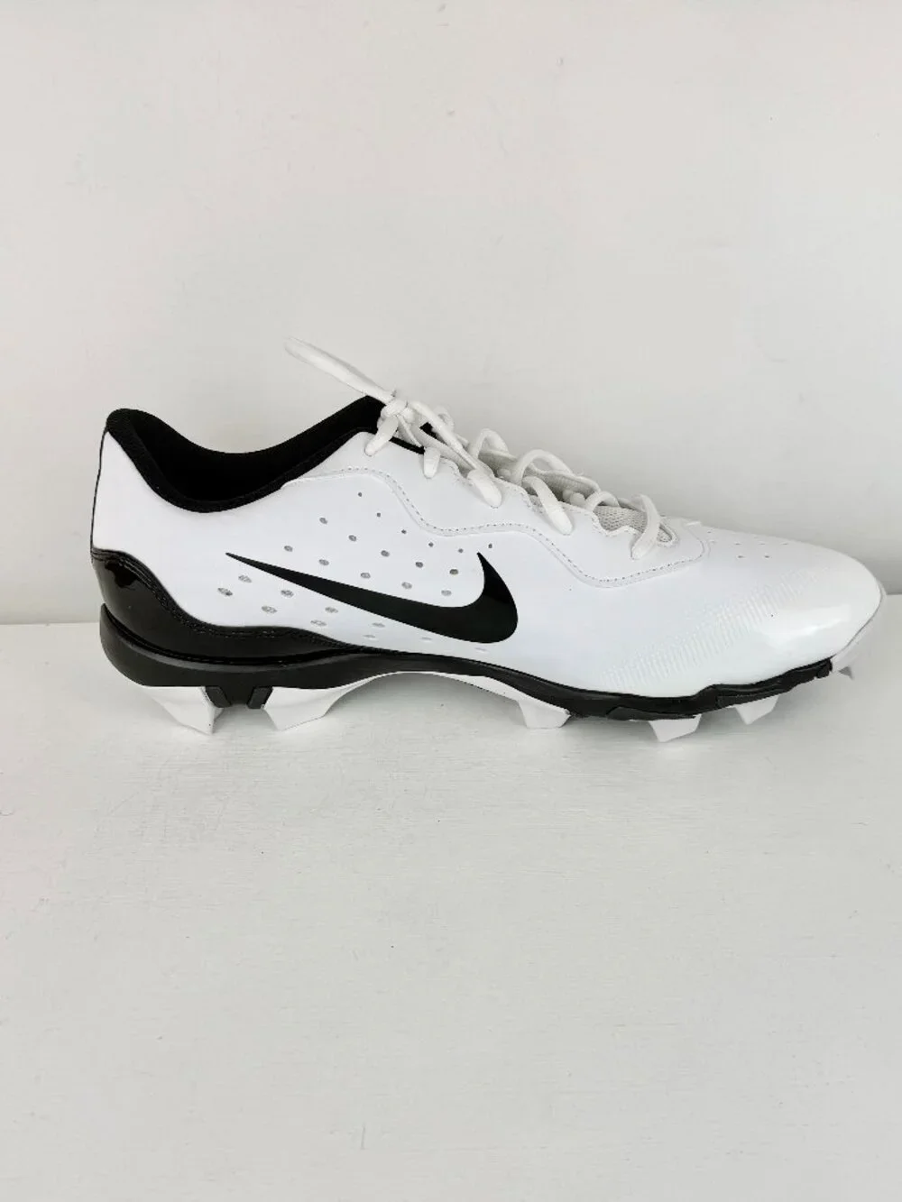 Men's 12 Nike Alpha Huarache 4 Keystone Baseball Cleats White Black DJ6524-101